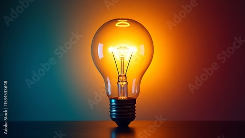 Glowing light bulb background. Generative Ai.