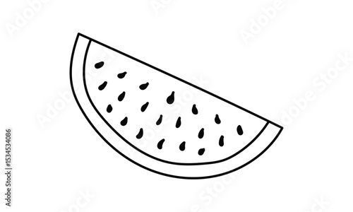 Hand drawn watermelon slice vector isolated on transparent background.