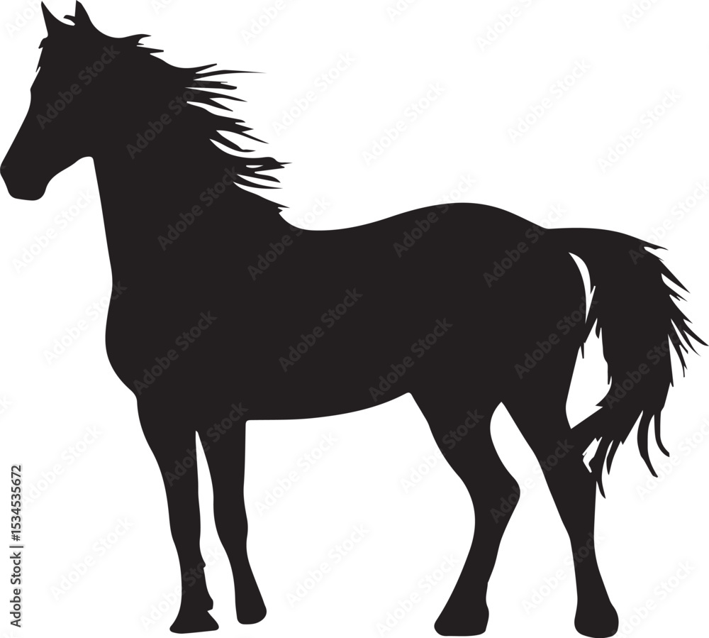 Obraz premium Elegant silhouette of a horse depicting power strength and grace against a clean white background