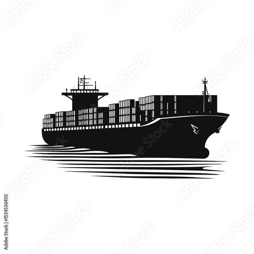 Shipping Vessel Silhouette Vector Illustration Template Art Design
