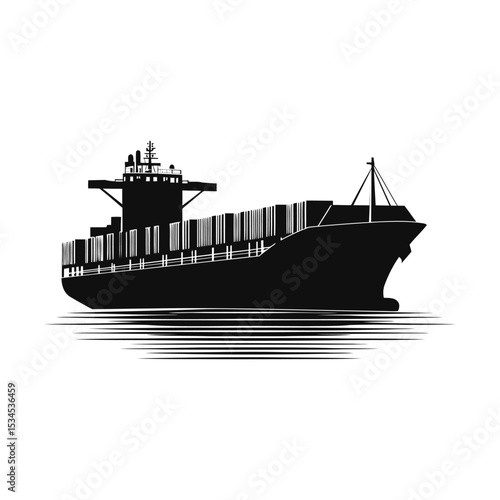 Cargo Ship Vessel Illustration for Transporting Goods Across Oceans