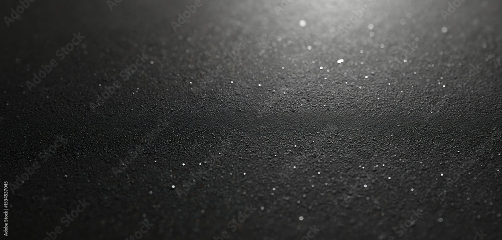 Obraz premium Dark rough surface with grainy texture. Black background features tiny shining particles. Abstract grunge design for backgrounds, patterns, templates. Rough, rugged, uneven surface.