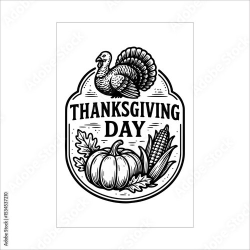 Thanksgiving Day Label Design Template