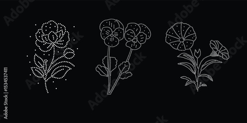 Abstract, beautiful flower rhinestone design. crystal rhinestone