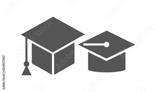 Graduation caps icon set education success