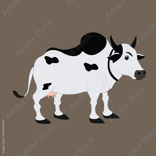 A Beautiful cow vector illustration. Ready for animation moral stories, made by adobe illustrator and ready for animate cc.