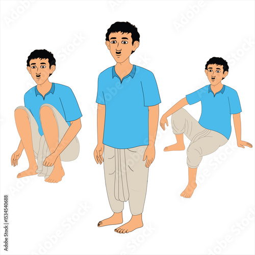 A Indian Village man cartoon character design. Ready for animation moral stories, made by adobe illustrator and ready for animate cc. 
