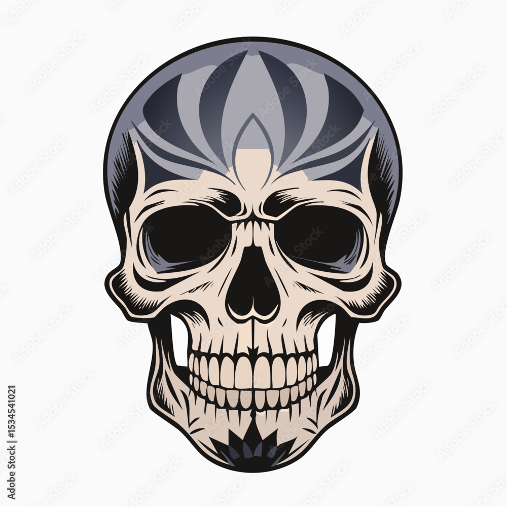 dark skull with black line art dark skull with black line art