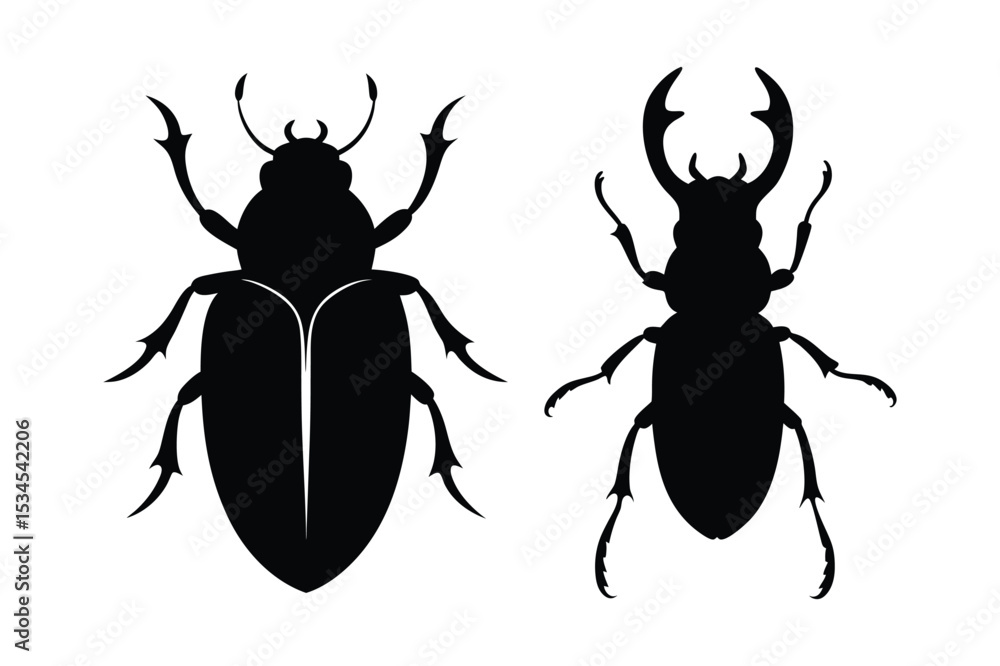 Fototapeta premium Beetle silhouette vector bundle illustration