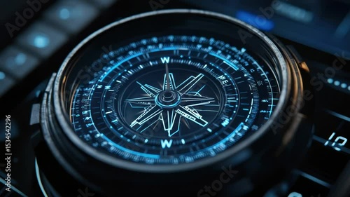 Close-up of a futuristic compass