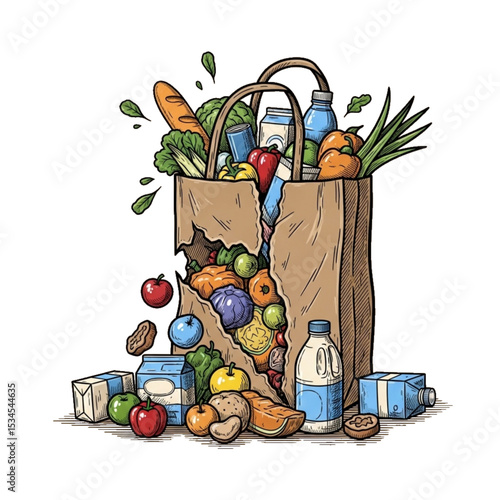 Spoiled groceries and trash