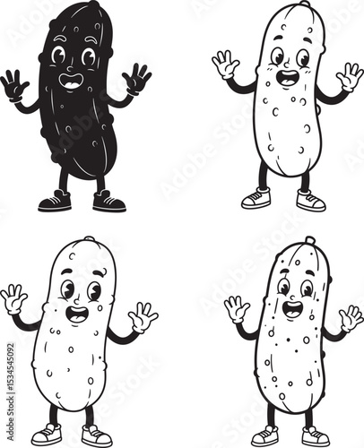 Cute Pickle Sketch Line Art icon vector illustration
