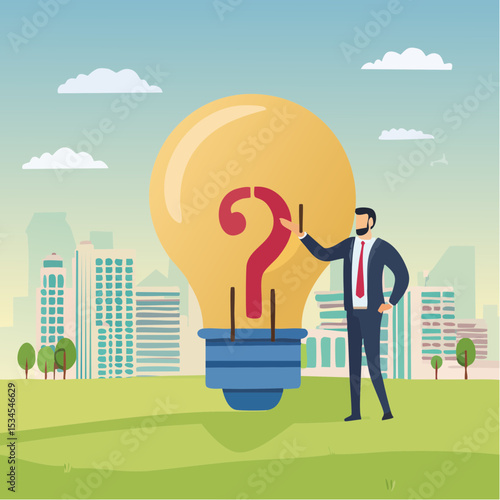 Creative thinking for solution or result, solving problem or question and answer, method or analysis for solution and success, resolution process concept, businessman solving problem with solutio