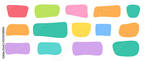 Hand drawn organic rectangle frames and fluid blob shapes. Abstract doodle bubbles and empty text boxes in freeform style. Vector illustration isolated on white background.