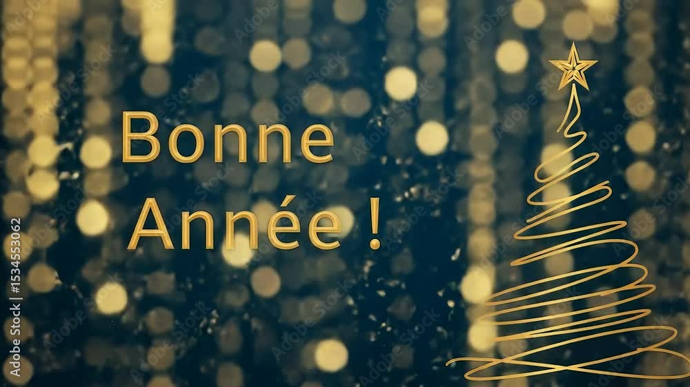 Écran Bonne Année avec sapin de Noël et bokeh doré - Vœux de Nouvel An 2026, fond vidéo

