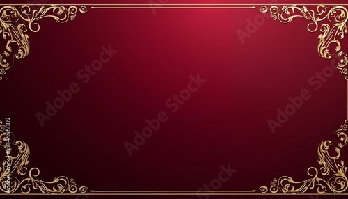 Ornate Golden Frame on Red Background