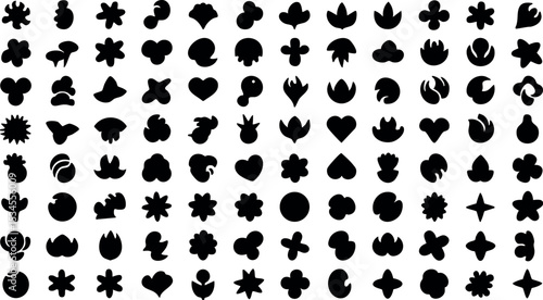 Black Floral and Leaf Silhouettes Vector Collection for Design and Decoration Use 