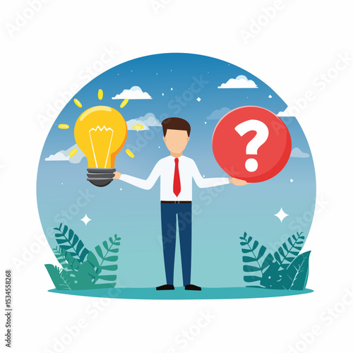 Wallpaper Mural Question and answer, solving problem or business solution, ask for reply or idea to solve difficulty and trouble, FAQ concept, businessman hand holding question mark with other reply with lightbul Torontodigital.ca