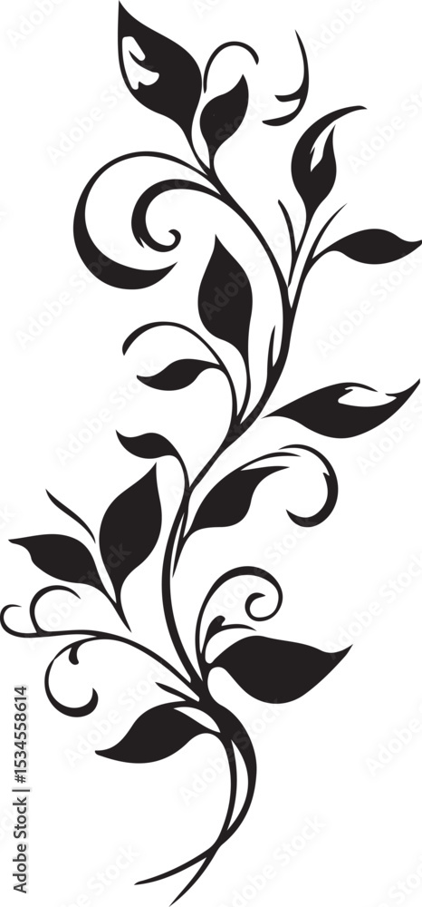 Obraz premium Elegant black and white floral swirl design suitable for wedding invitations and decorative elements