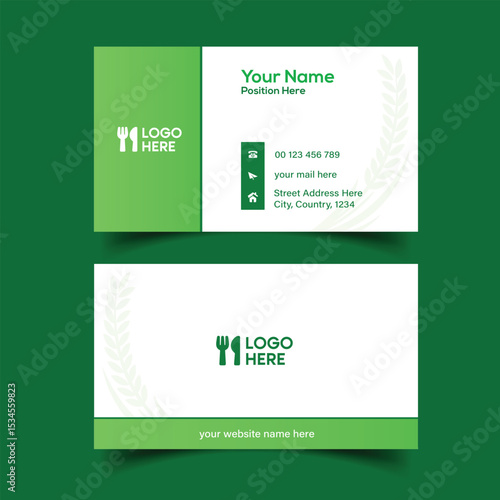 Restaurant Business Card Design for Stylish Branding. Creative Double-sided Business Card Template.