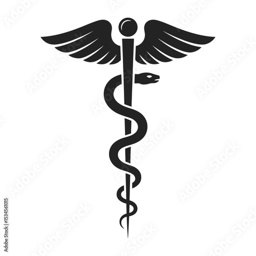 Staff of Asclepius Medical Symbol – Caduceus Snake Around Pole Vector Illustration

