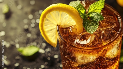 Iced tea with lemon and mint