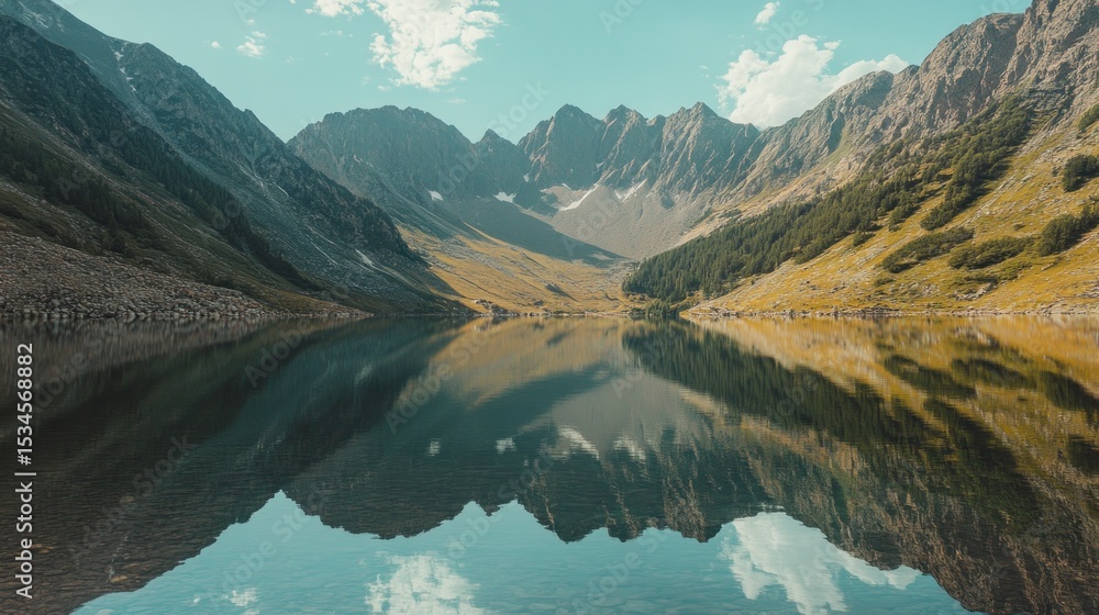 Fototapeta premium Mountain lake mirroring sky