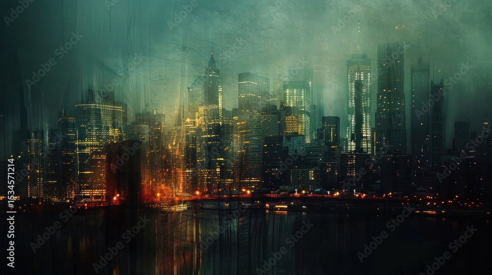 Fototapeta premium Mystical city night skyline