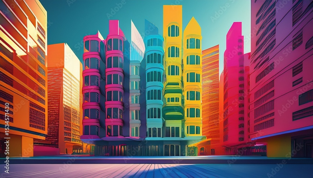 Fototapeta premium the buildings are brightly coloured architecture cityscape outdoors