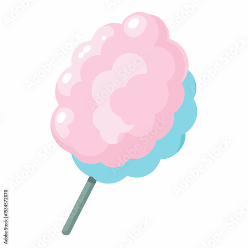 Pastel Cotton Candy Vector on White Background for National Cotton Candy Day