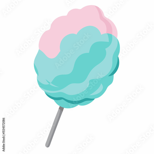 Pastel Cotton Candy Vector on White Background for National Cotton Candy Day