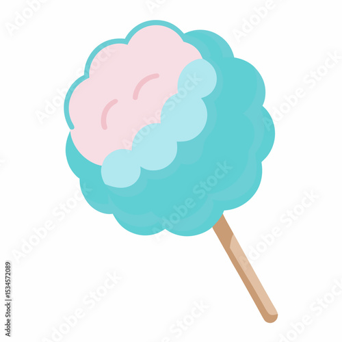 Pastel Cotton Candy Vector on White Background for National Cotton Candy Day