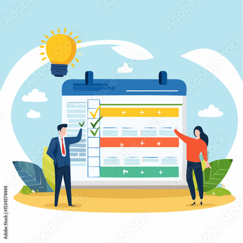 Review work progress on kanban board, todo list, in progress task and finished one, project management or planning for production concept, business people review project progress on kanban boar