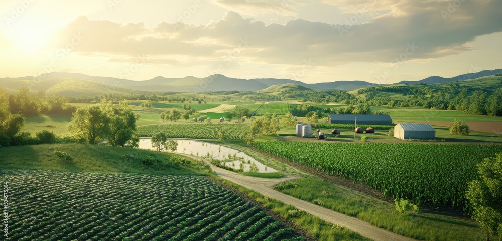 Fototapeta premium A detailed visualization of sustainable farming and organic agriculture highlighting environmental importance.