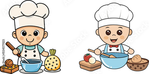 Adorable Little Chefs Baking Sweet Treats and Culinary Fun