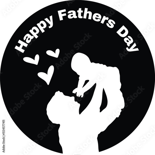 Dad and Baby Silhouette SVG | Happy Father's Day Round Clipart
