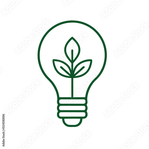 Minimal vector icon representing green energy, featuring eco-friendly elements like leaves, lightning, and power. Ideal for sustainability apps, clean tech, and environmental projects.