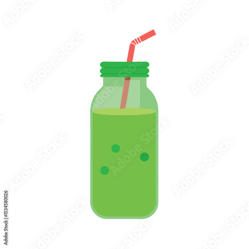 Refreshing Green Smoothie in a Glass Jar with Straw A Healthy Drink Recipe