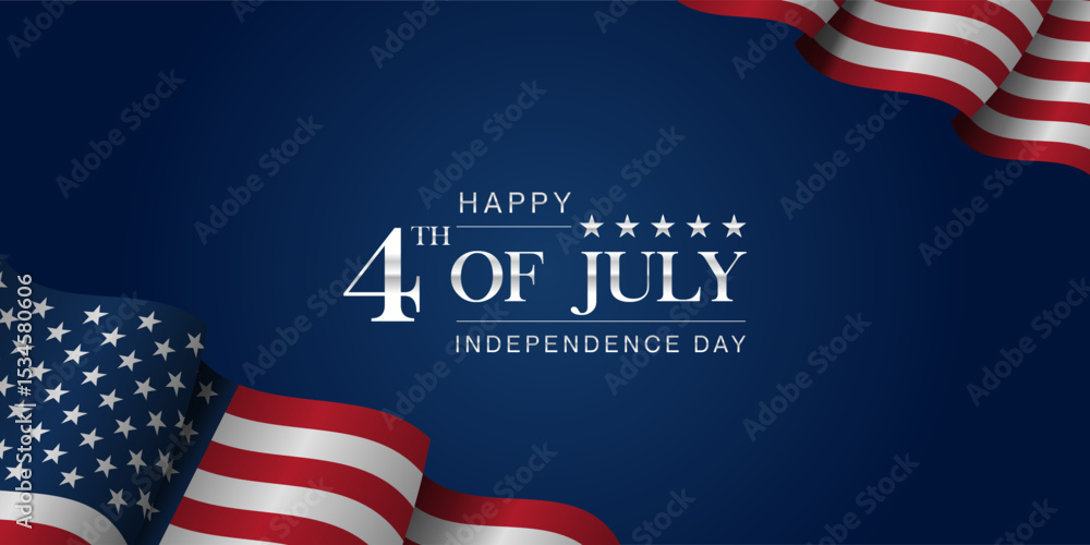 Fototapeta premium Happy 4th of July Independence day USA Background Design. Banner, Poster, Greeting Card. Vector Illustration.