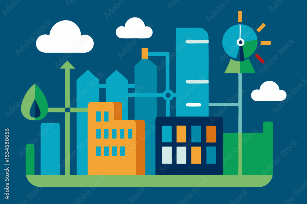 Fototapeta premium Sustainable City Growth Eco-Friendly Urban Development and Green Initiatives