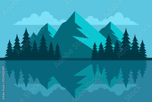 Serene Mountain Lake Reflection A Peaceful Nature Illustration
