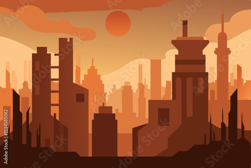 Futuristic Cityscape A Silhouette of Tomorrow's Metropolis at Sunset