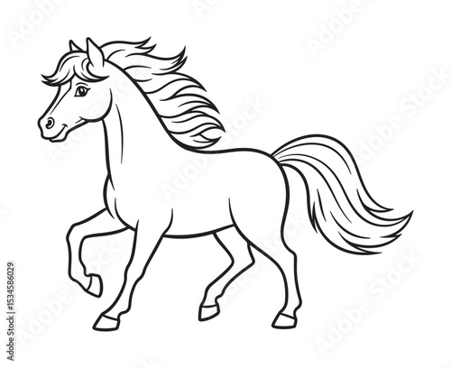 Elegant galloping horse sketch with flowing mane and tail illustration art