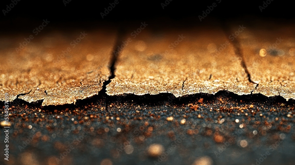 Cracked surface, textured & weathered, shallow depth Cracked surface, textured & weathered, shallow depth