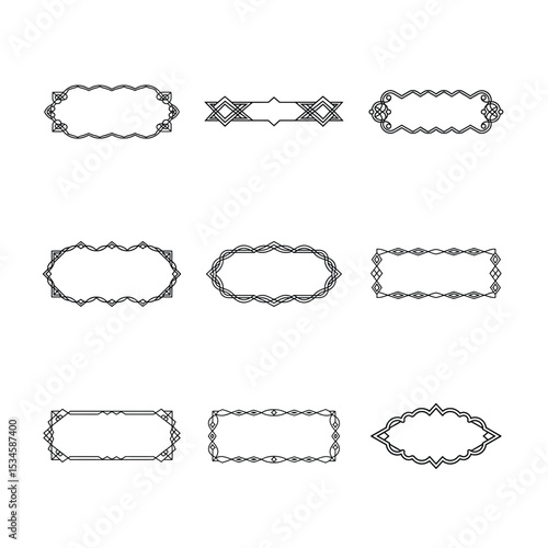Collection of Nine Elegant Decorative Frames and Dividers in Black and White