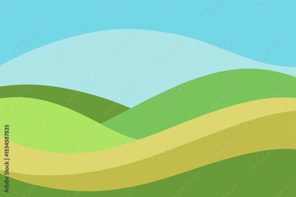 Obraz premium Serene Rolling Hills Landscape A Picturesque Vista of Green Meadows and Gentle Slopes