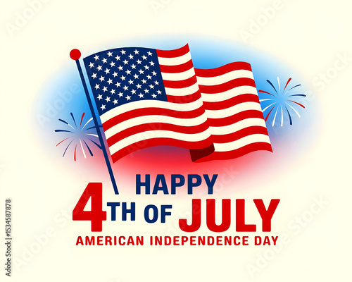 Wallpaper Mural Happy Independence Day, American flag illustration design, typography, and Fourth of July. Torontodigital.ca