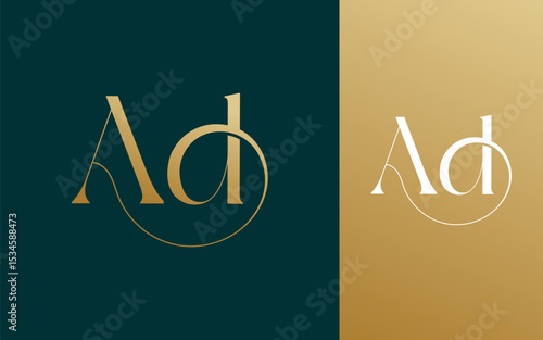 Initial letter AD DA logo design vector illustration for couple, wedding, and business
