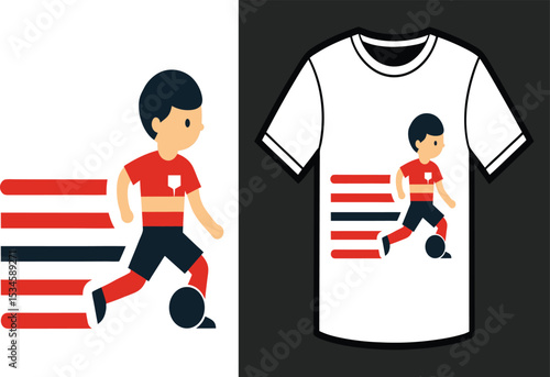 new retro stipe football player t-shirt design 