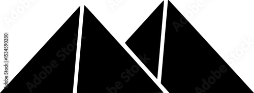 Two pyramids in solid black against white background evokes Egypt ancient history

